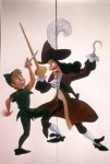 "Peter Pan & Kapten Krok" Olja på garderobsdörr, 170 cm hög Privat ägo, 1993