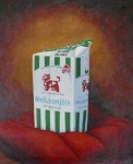 "Mellanmjölk/Gala", olja på duk, 40 cm x 50 cm x 4 cm 2004