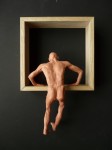 "Man 20", lufttorkad lera i låda av ek, 2008